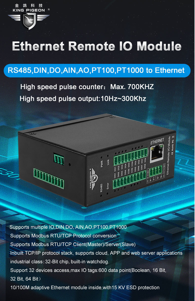 High Speed Pulse Counter Modbus Industrial Ethernet 4DIN  IO Module