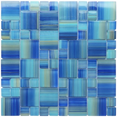 Ocean Blue Square Glass Mosaic Tiles