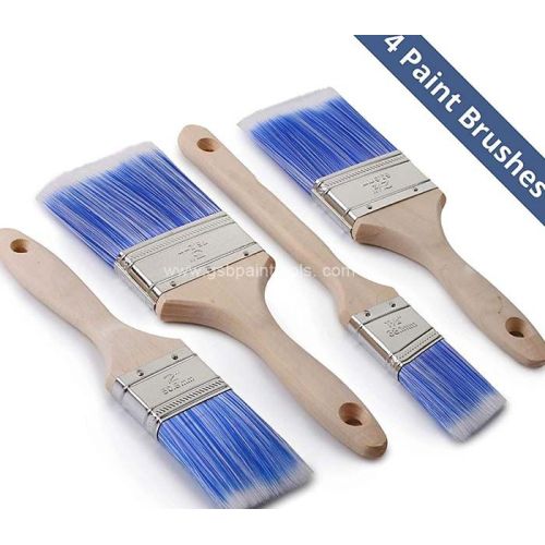 Synthetic fiber brush with wood handle