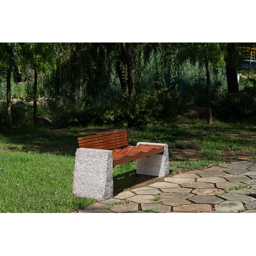 stone bench with backrest